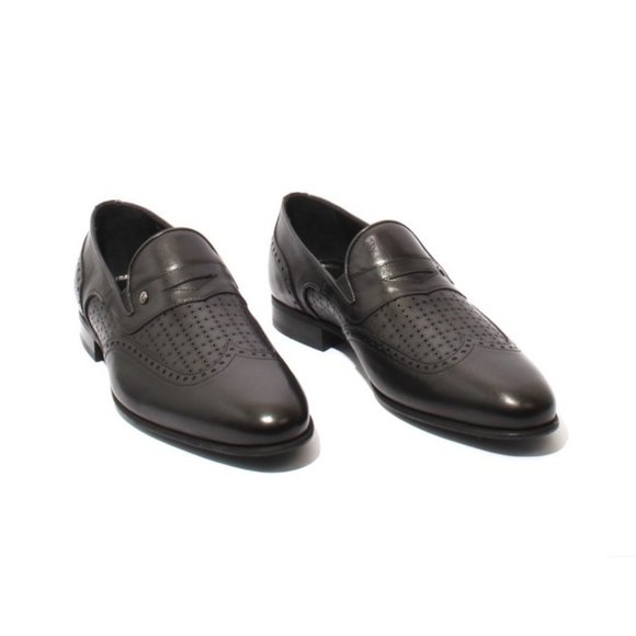ROBERTO SERPENTINI 44926 Black Leather Slip On Oxfords Shoes main image 6